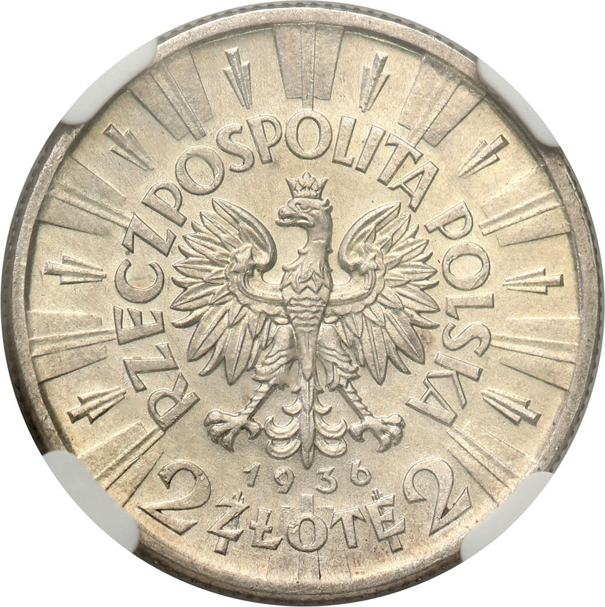II RP. 2 złote 1936 Piłsudski NGC UNC - Piękne i rzadkie
